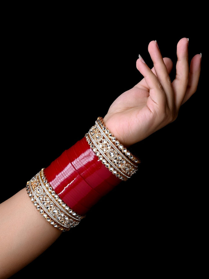 Roopavni Kundan And Diamond Work Maroon Punjabi Chura