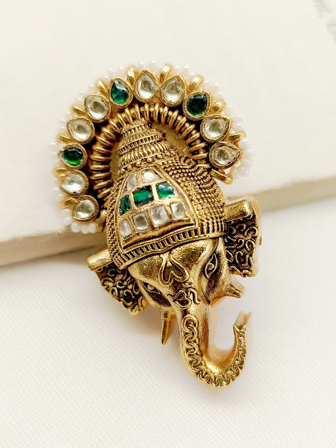 Mathani Green Ganesh Ji Brooche