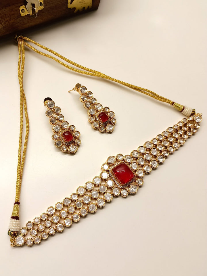 Zada Red Kundan Choker Set