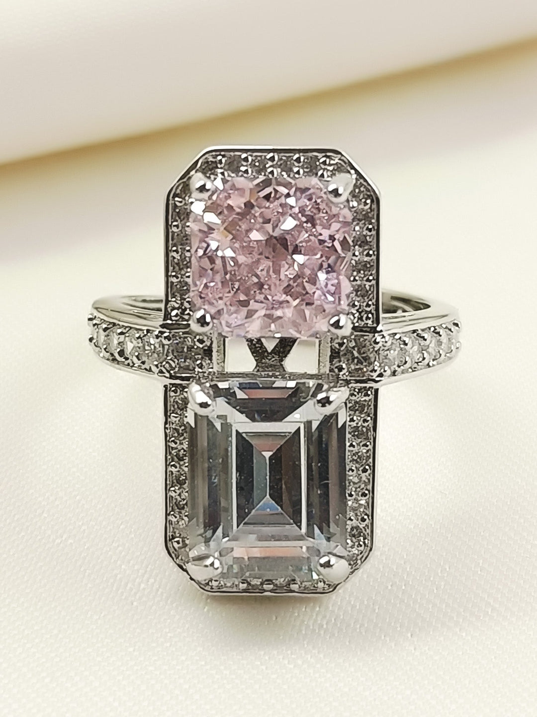 Urvi Pink American Diamond Finger Ring
