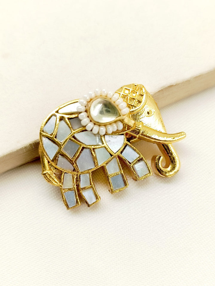 Satrupa White Elephant Brooche