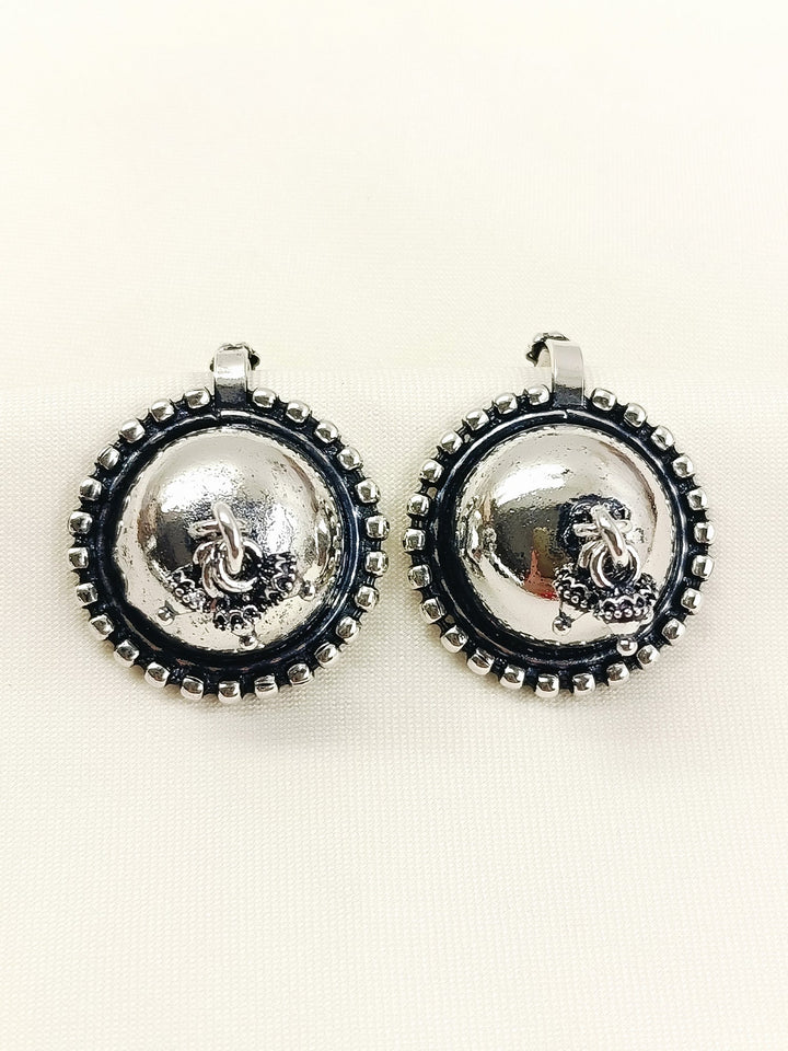 Rann Silver Oxidized Katori Dome Cuff Pair