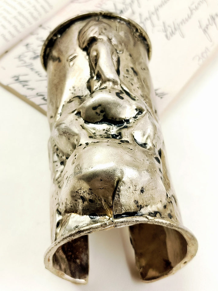 Bhuvnesh Silver Tribal Lord Ganesha Cuff Men&