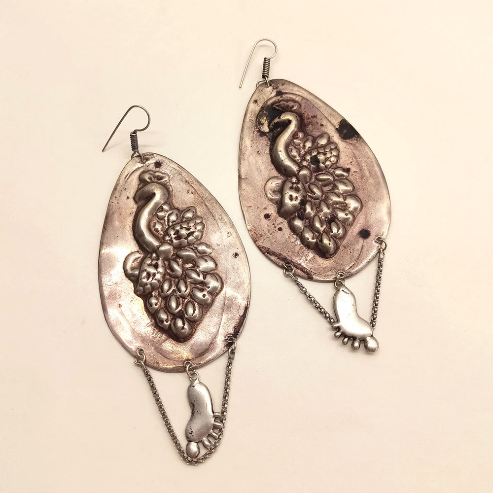 Farnaz Peacock Oxidized Earrings