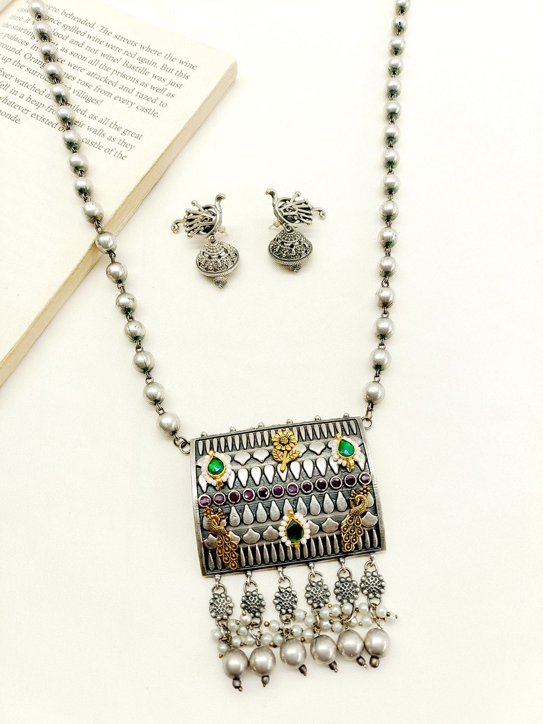 Gungun R & G Oxidized Necklace Set