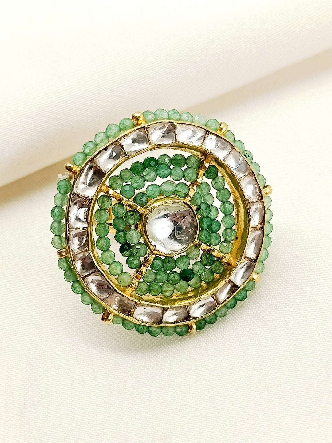 Koyna Mint Green Kundan Finger Ring