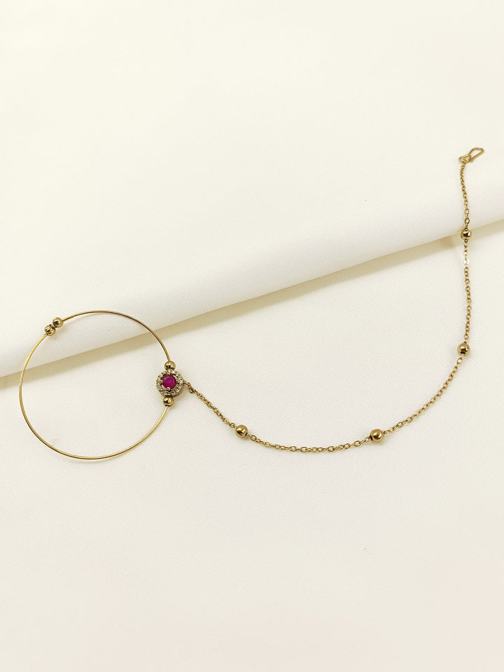 Zareenah Ruby Antique Nath with Chain