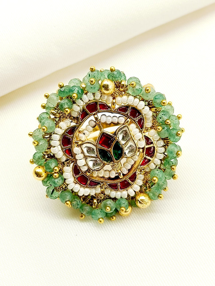 Nami Mint Green Kundan Finger Ring