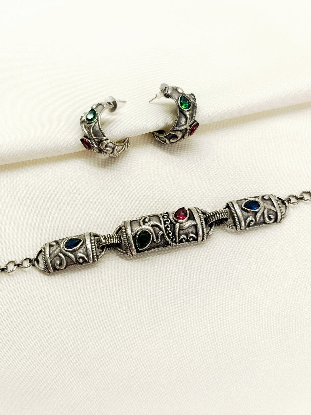 Clarissa Multi Colour Oxidized Choker Set