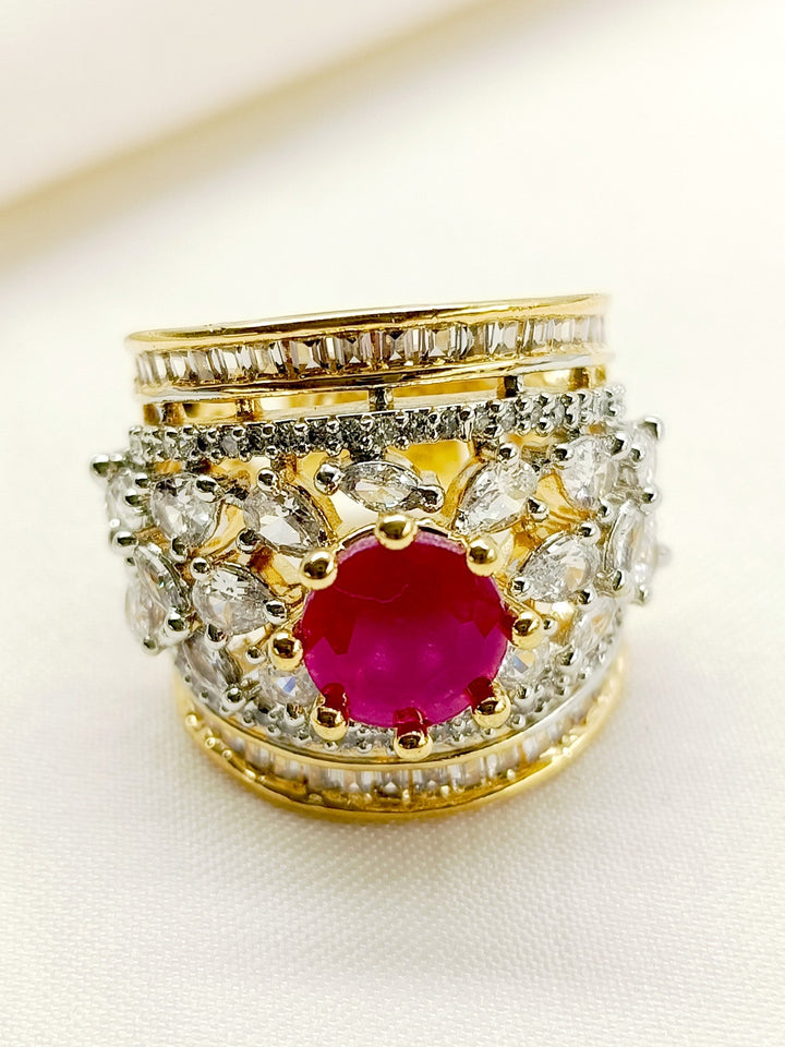 Dayera Ruby American Diamond Finger Ring