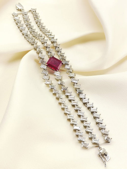Anushri Ruby 92.5 Silver American Diamond Bracelet
