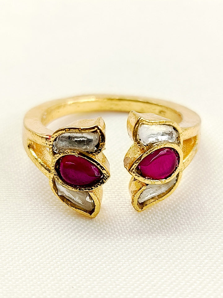 Reha Ruby Kundan Finger Ring