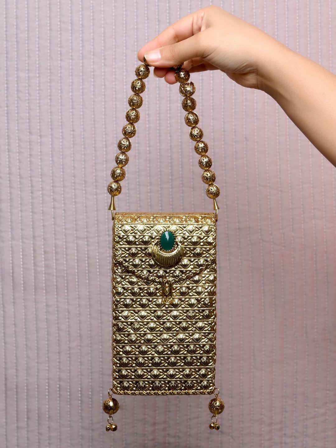 Saavi Green Golden Mobile Pouch