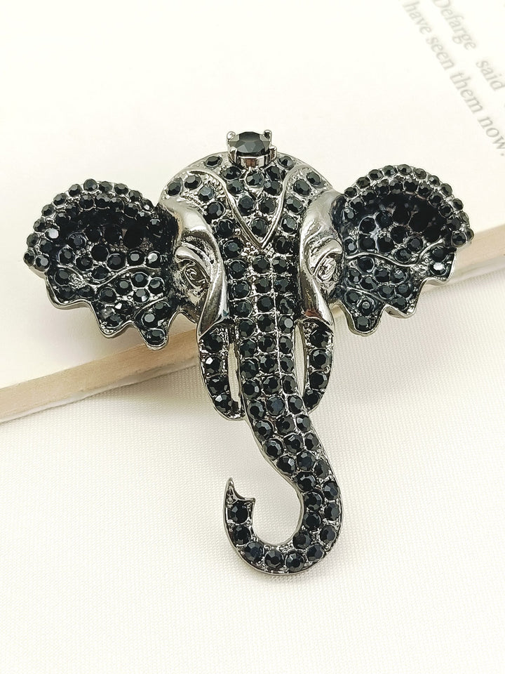 Anant Black Elephant Men's Brooch