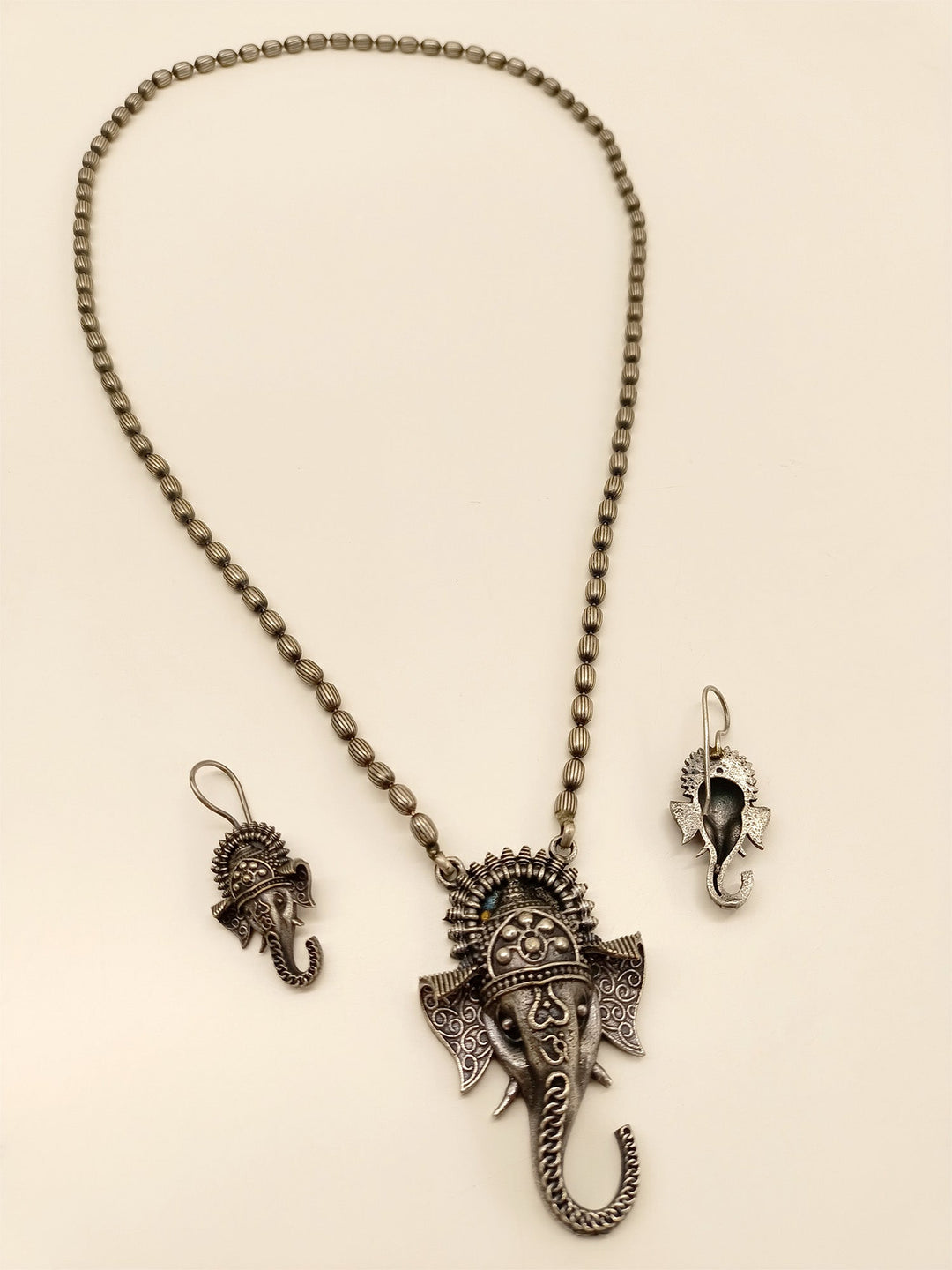 Neety Ganesha Oxidized Pendant Set