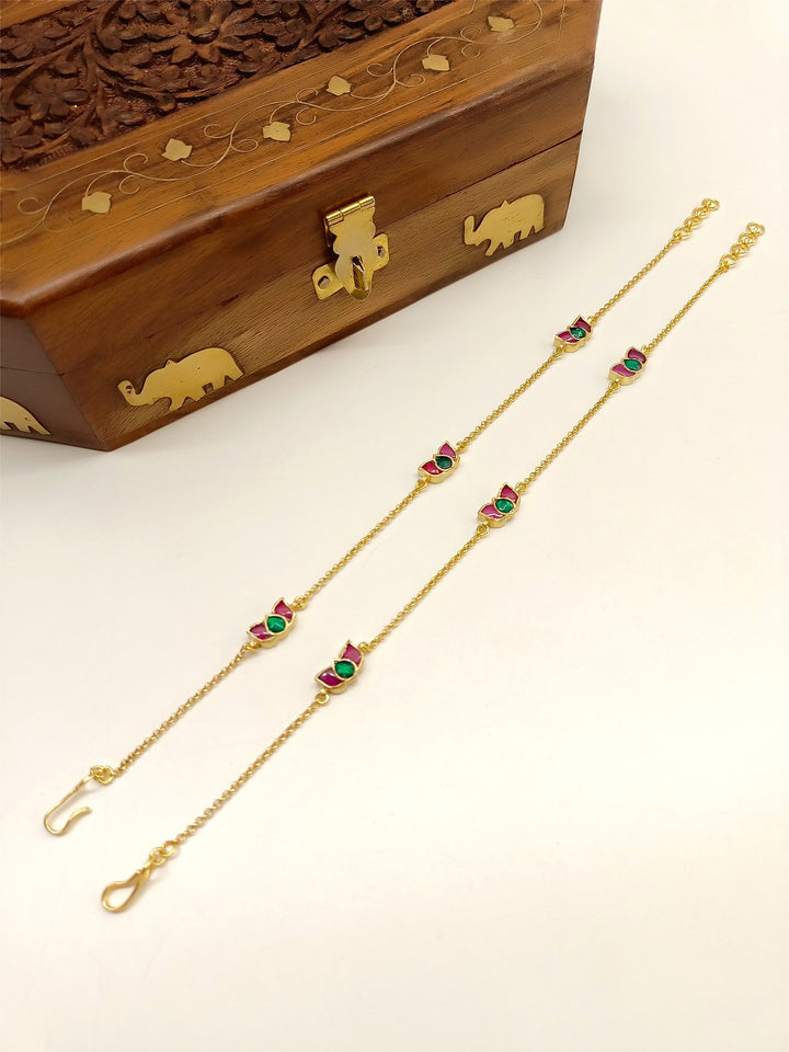 Waliya M & G Lotus Flower Kundan Anklet