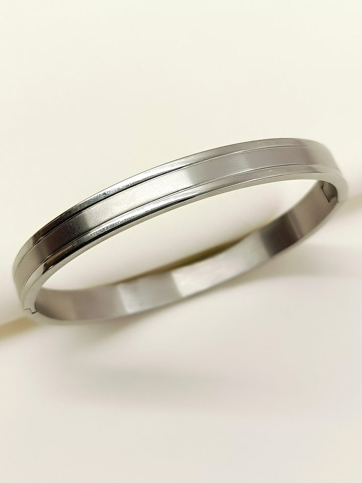 Samar Silver Minimal Dual-Line Kada Men&