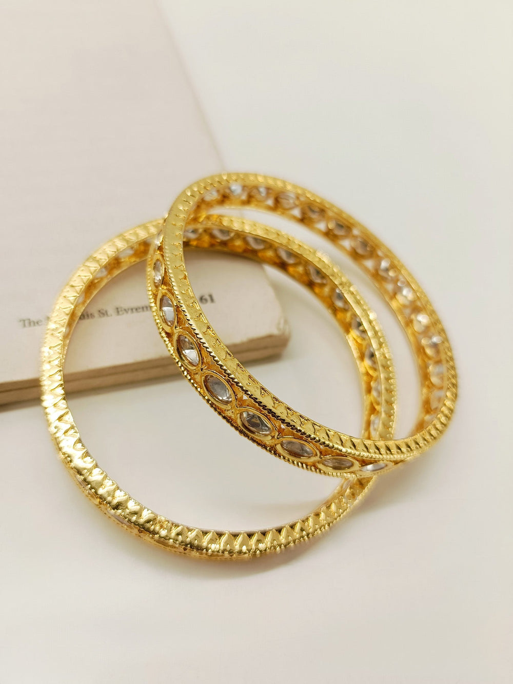 Vrini White Kundan Bangle Pair