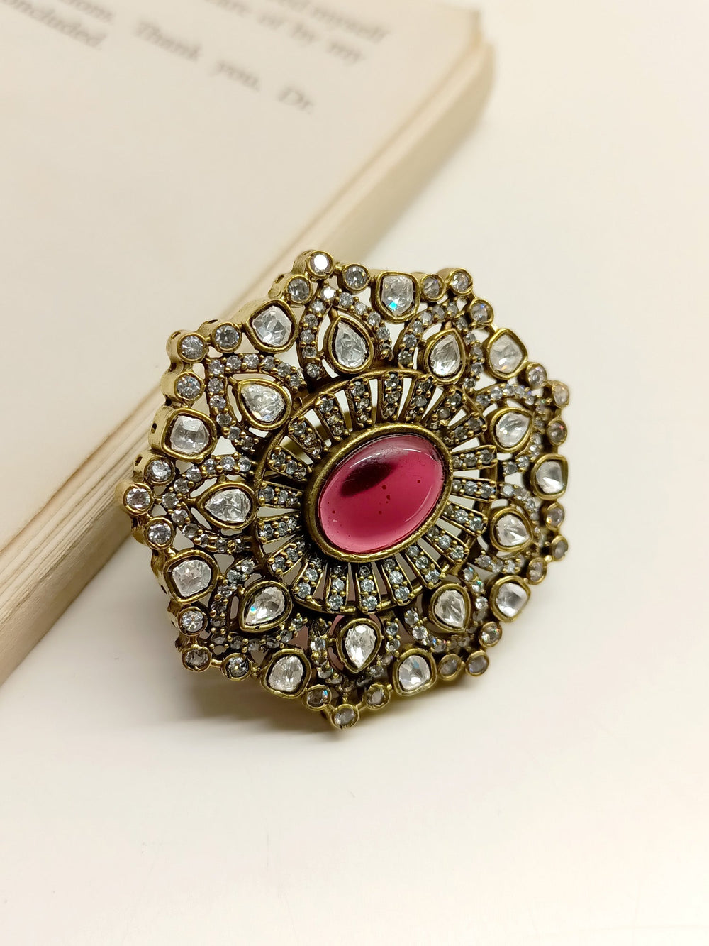 Noshin Maroon Victorian Finger Ring