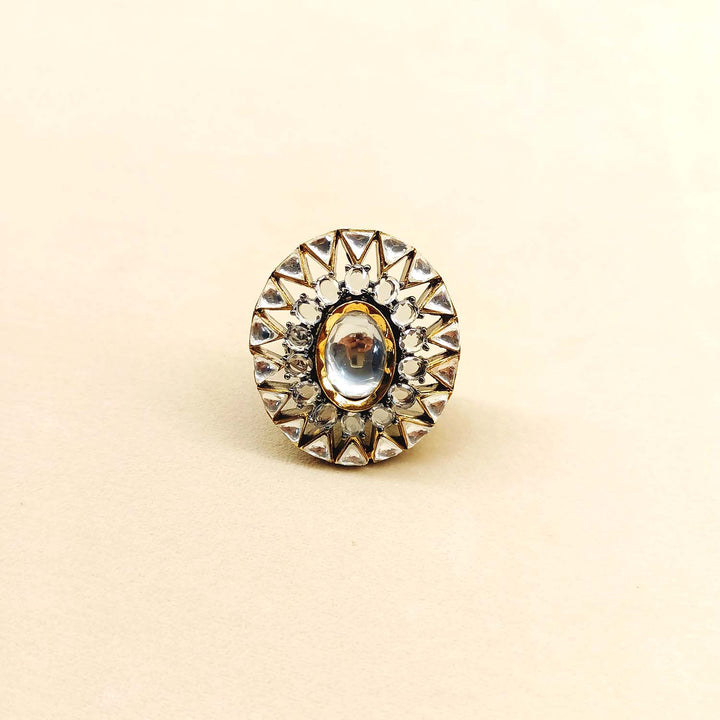 Indumati Diamond Gold & Rhodium Plated Victorian Ring