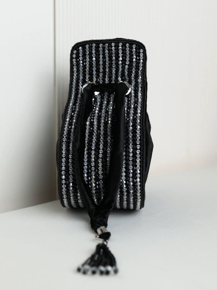Driti Black Silver Beaded Potli Bag