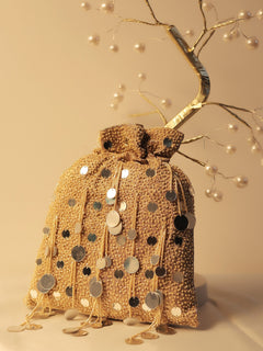 Meadow Golden Potli Bag - Fabric for Weddings & Festivals