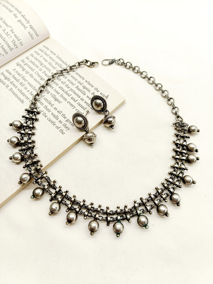 Rakhi German Silver Oxidized Necklace Set