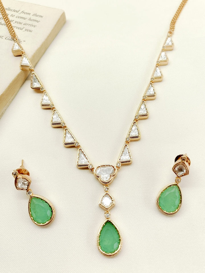 Saima Mint Green Kundan Necklace Set