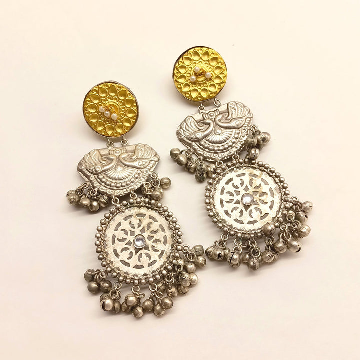 Parmila Silver Oxidized Coin Earrings