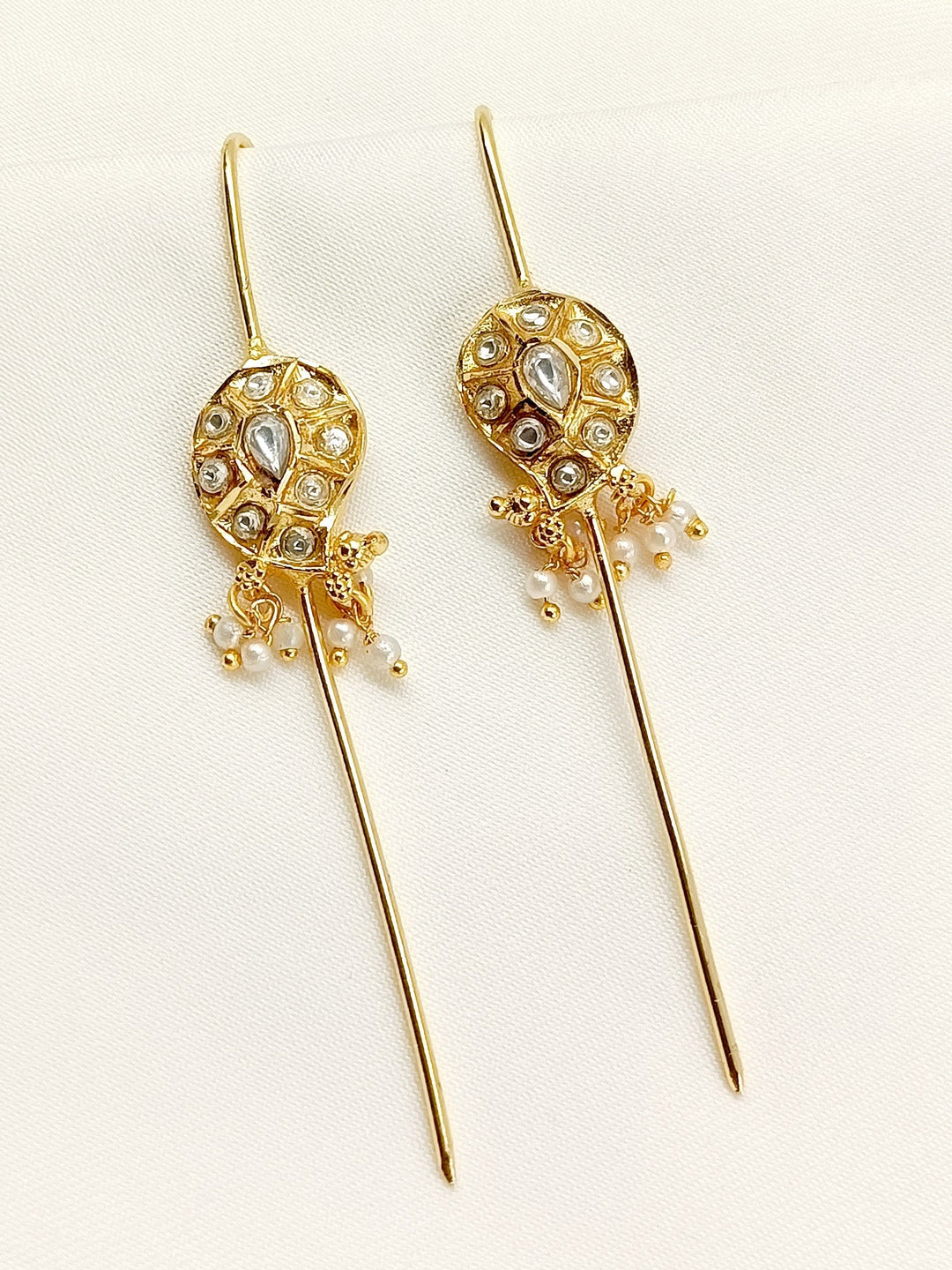 Peahan White Gold Plated Kundan Ear Cuff [ Price is for Pair ]