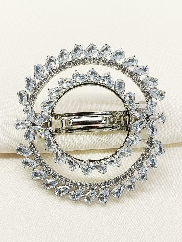 Juniper Silver Hair Brooch - Silver-Plated 5 cm Bridal