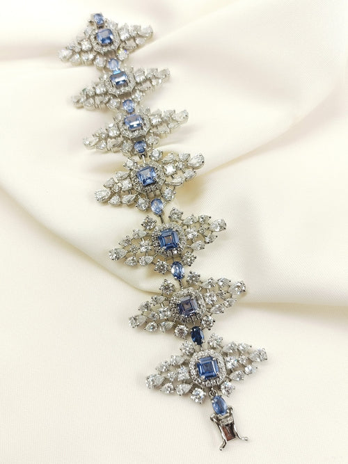 Deborah Lavender 92.5 Silver American Diamond Two In One Bracelet