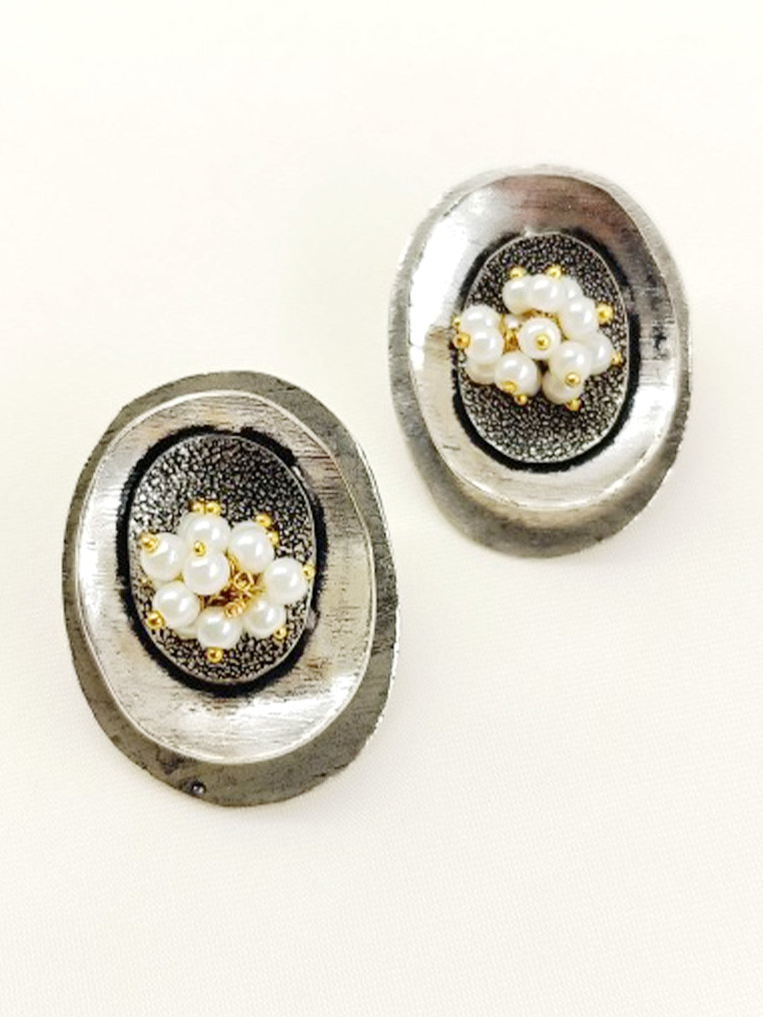 Charushree White Pearl Oxidized Tops