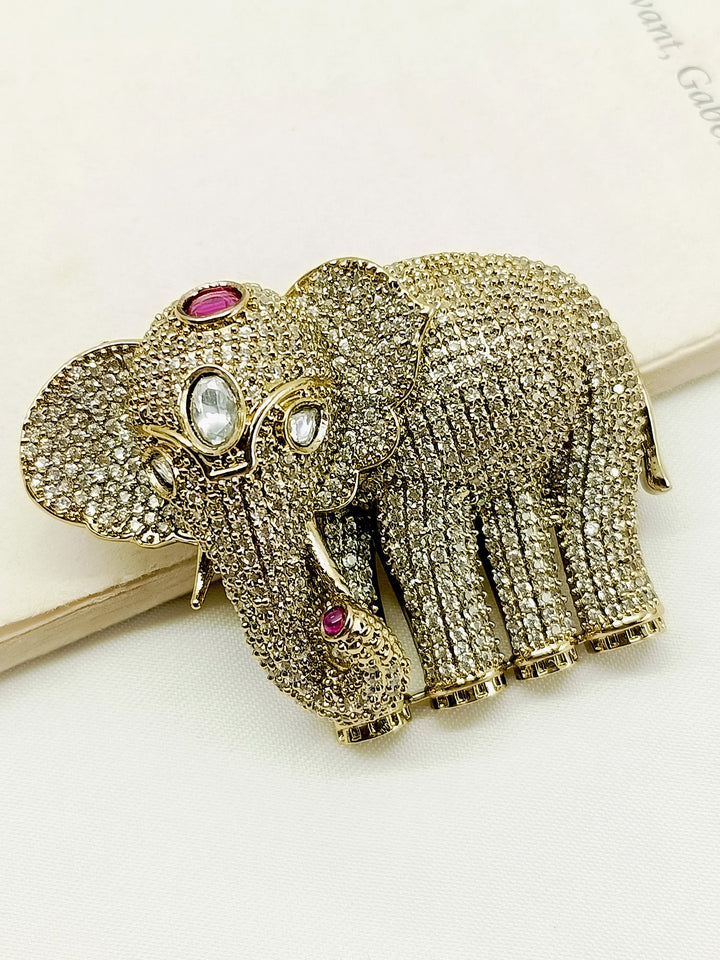 Kritik Ruby Elephant Brooch