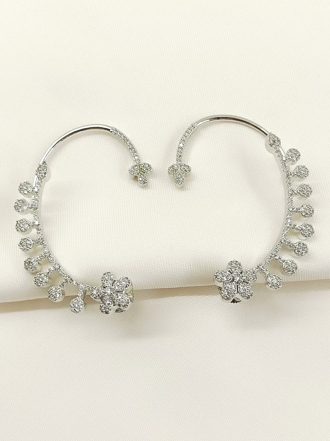 Shaweta White American Diamond Earrings - Silver-Plated
