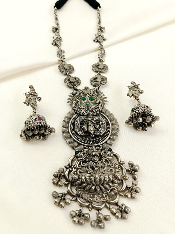 Tanvika Green Oxidized Necklace Set