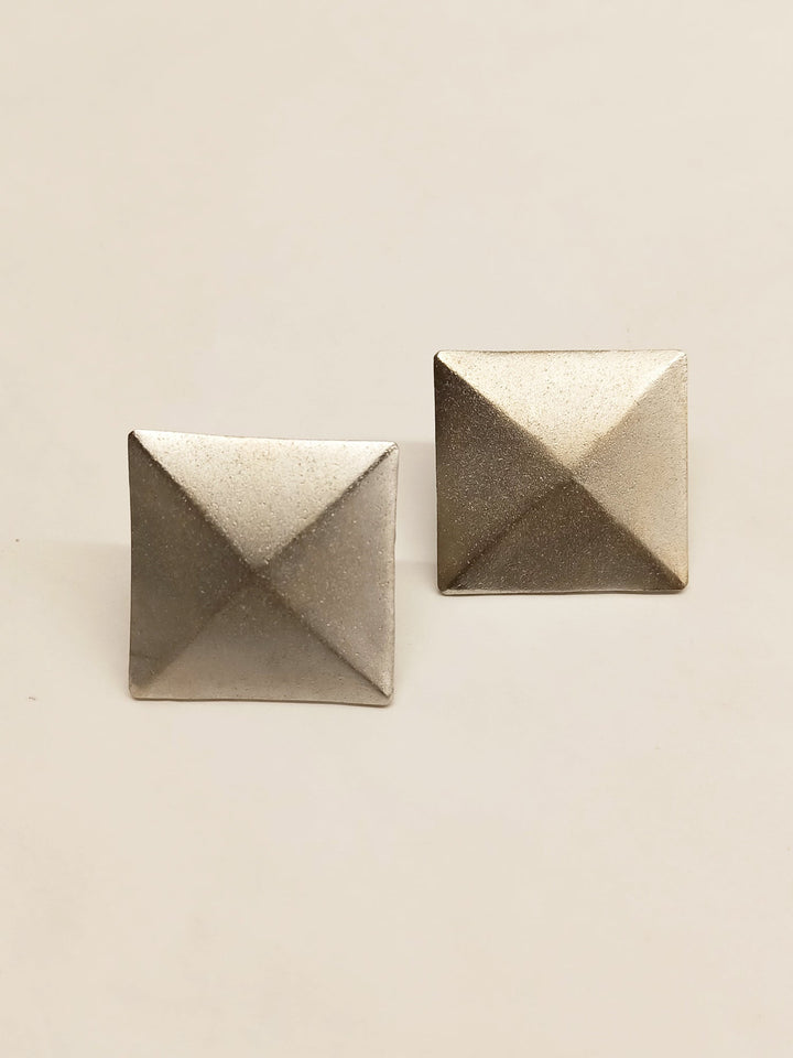 Evelyn Square Silver Stud