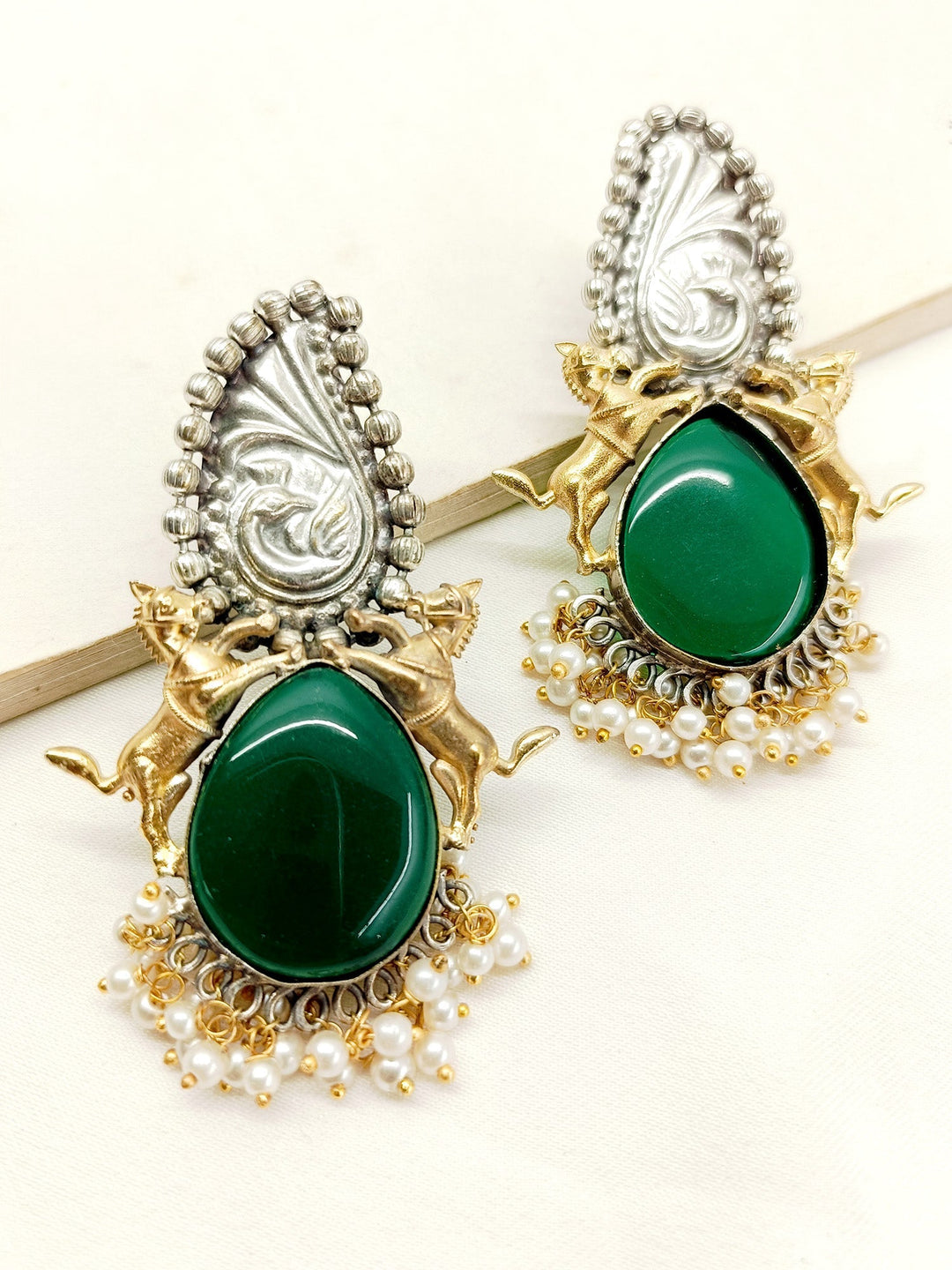 Namrati Green Oxidized Earrings