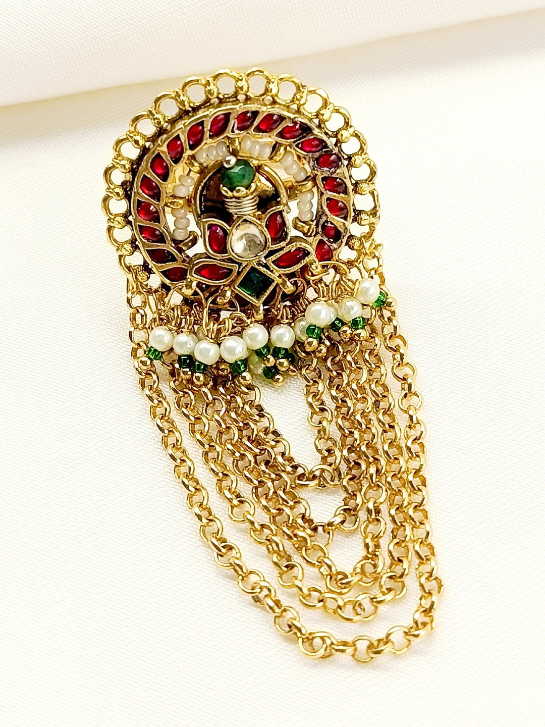 Yadira Red Kundan Finger Ring