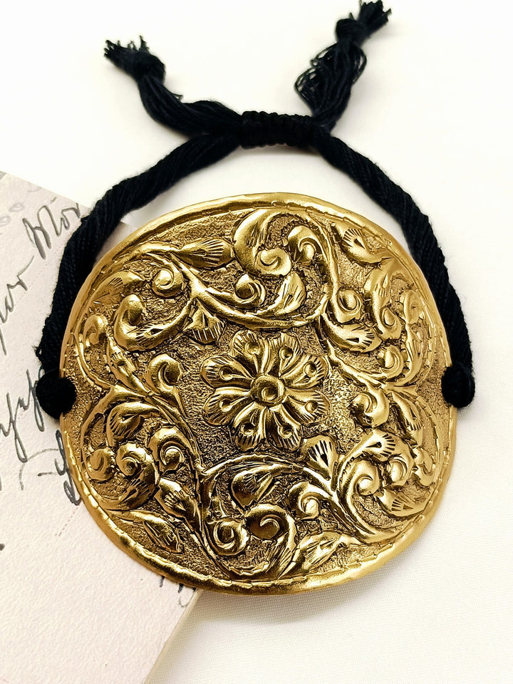 Himanshu Golden Oxidized Floral Carved Men's Bajubandh