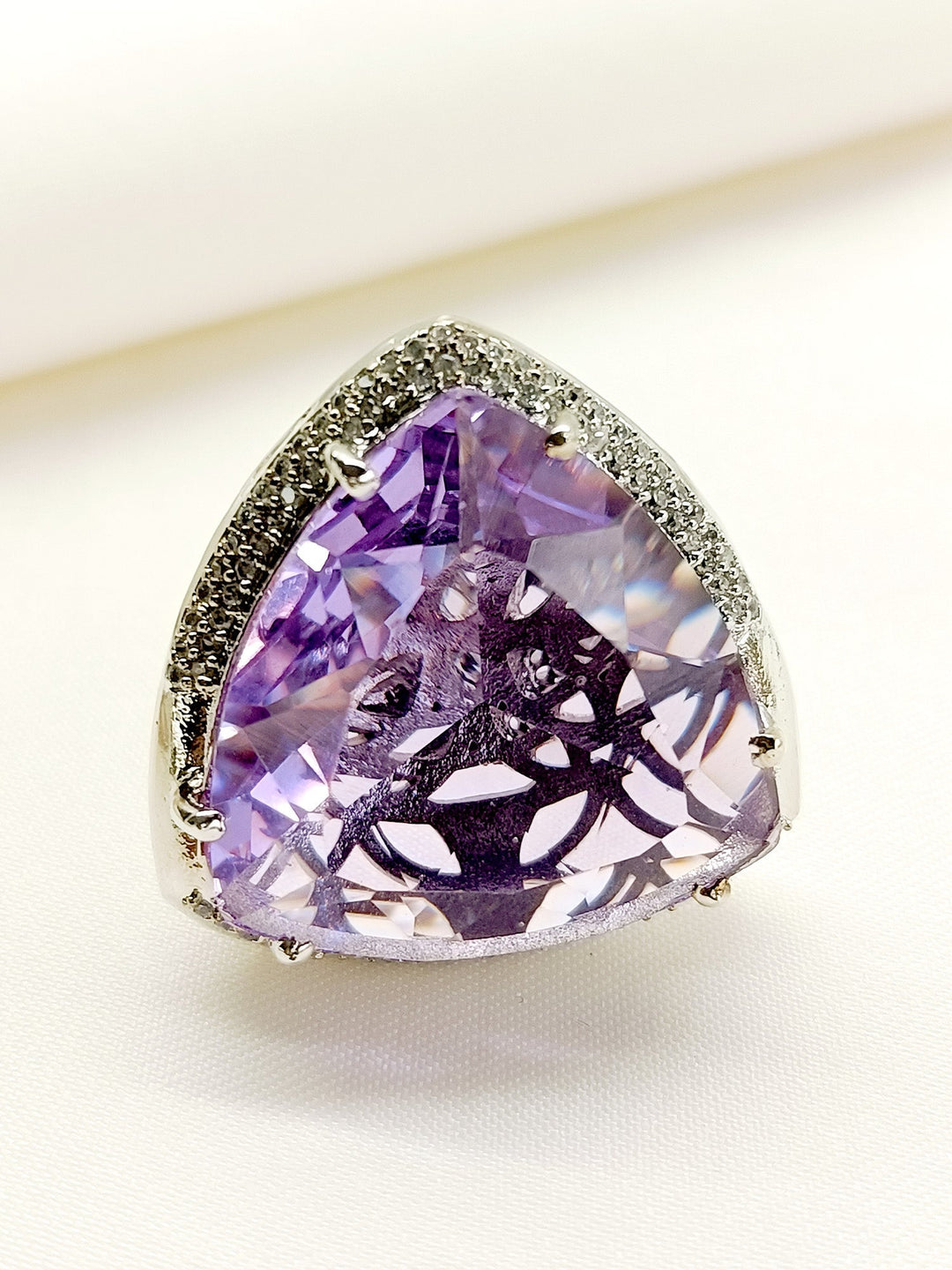 Akshatha Lavender American Diamond Finger Ring