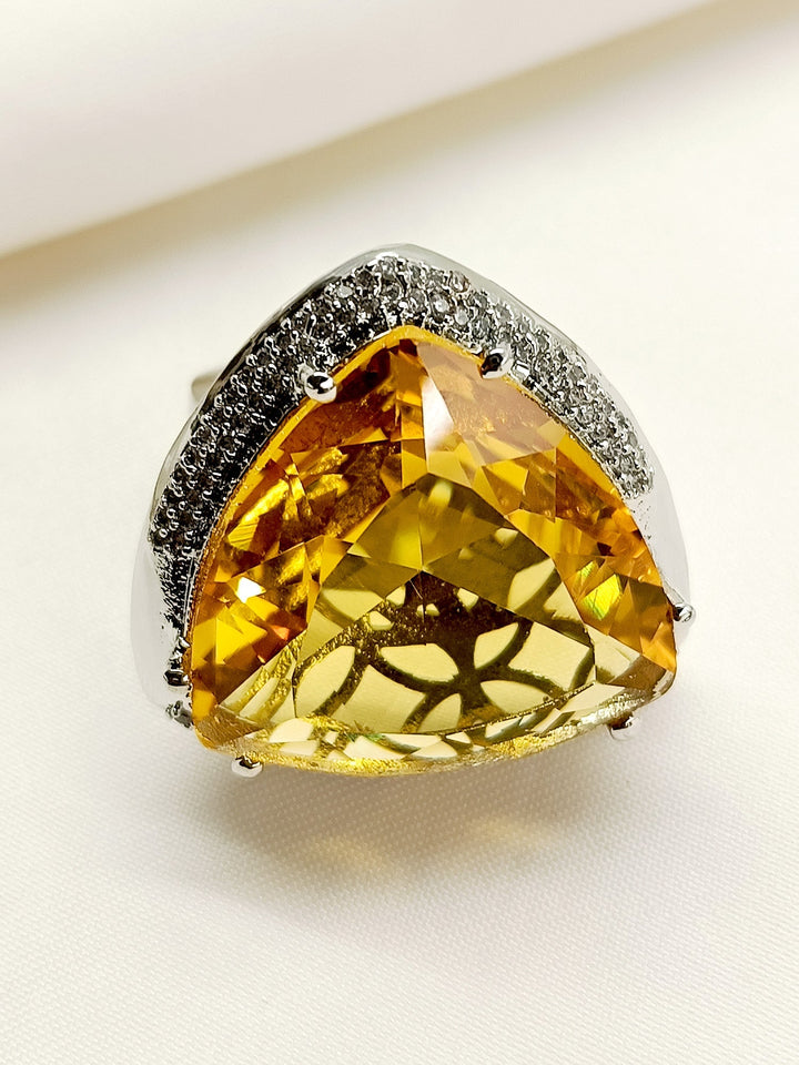 Triya Yellow American Diamond Finger Ring