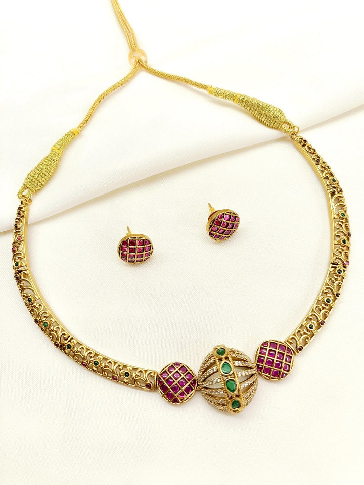 Daya R & G Hasli Style Polki Necklace Set