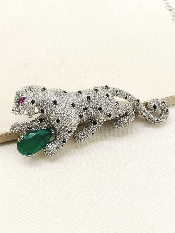 Hridaan Green Leopard Men's Brooch