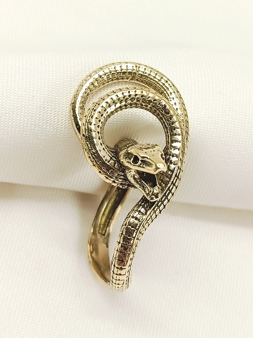 Saif Golden Men's Finger Ring - Brass Snake Antique Gold