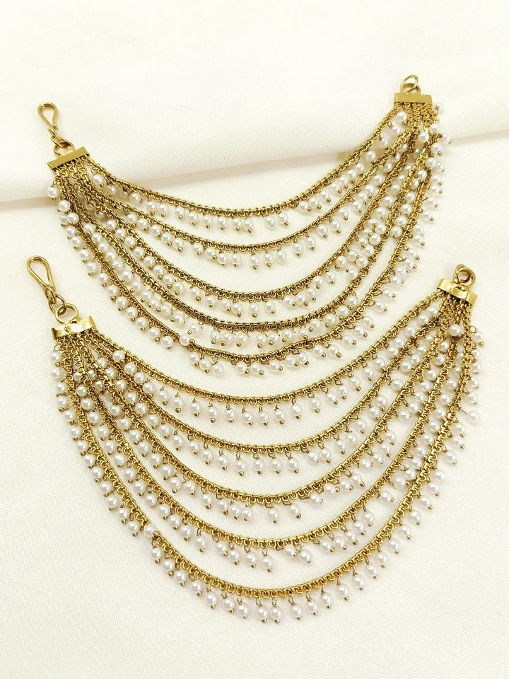 Aaina Antique Gold Traditional Ear Chain - Jewelry