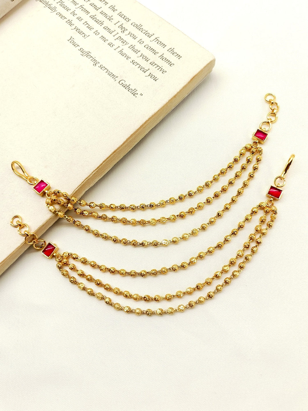 Vidushi Ruby Traditional Ear Chain
