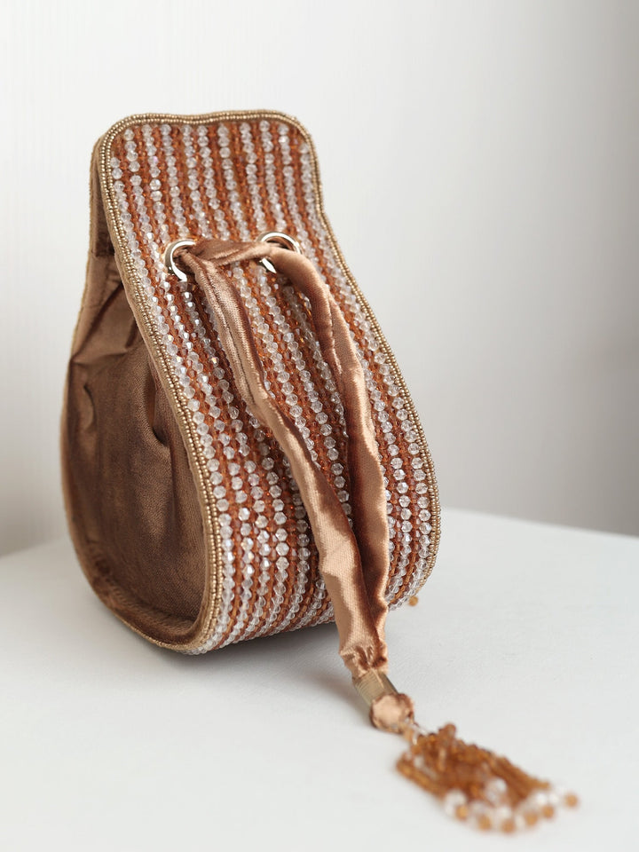 Sargam Golden Silver Beaded Potli Bag