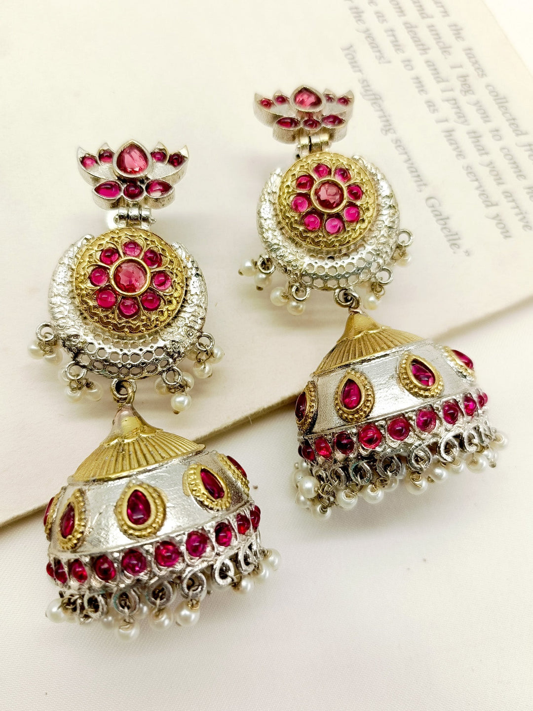 Dami Majenta Oxidized Jhumki