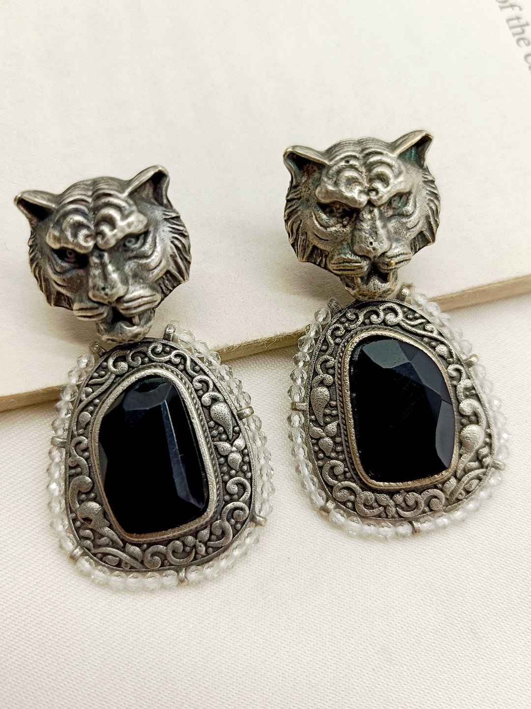 Leelavati Black German Silver Oxidized Earrings